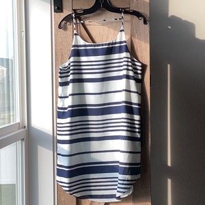 BB Dakota white & blue striped mini dress